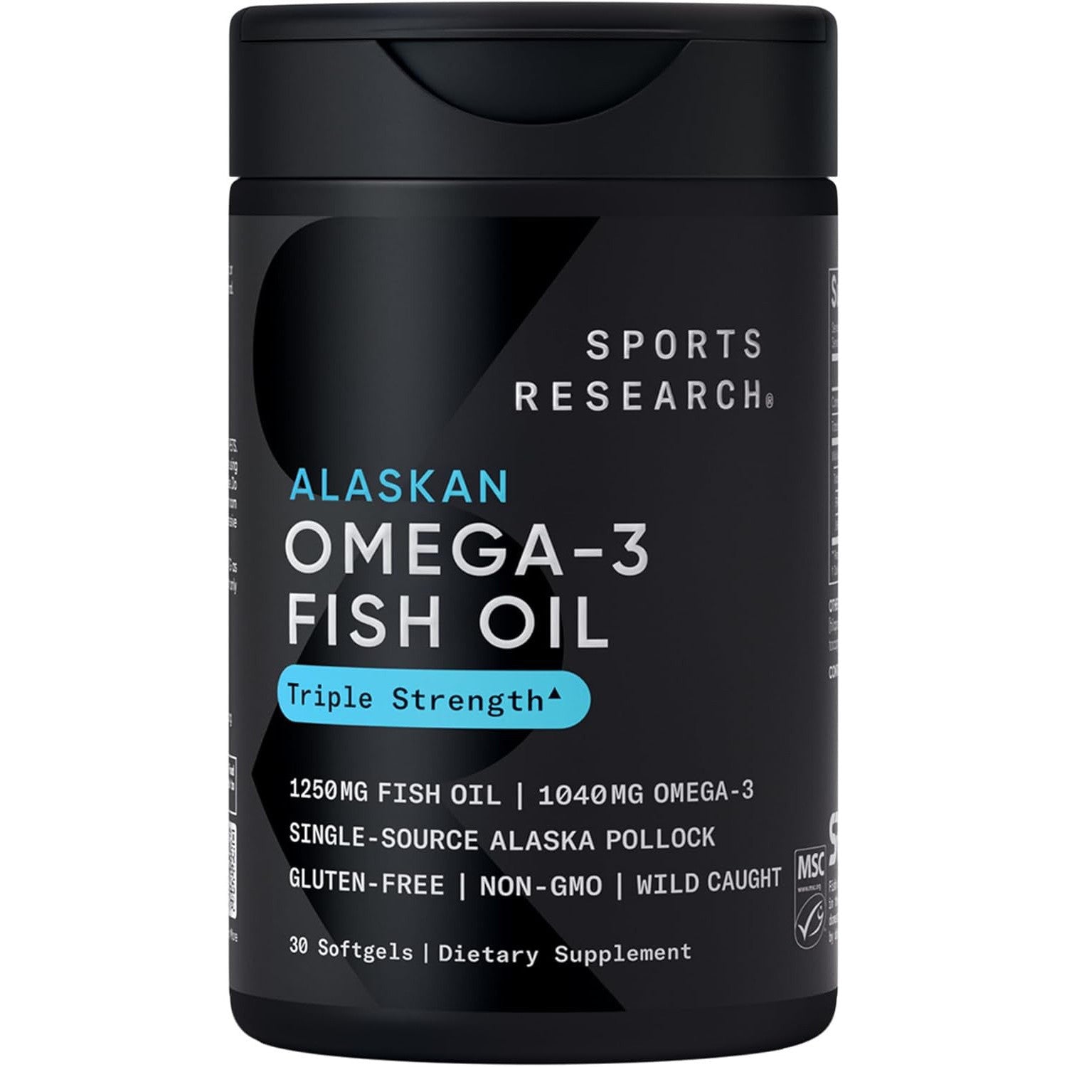 Sports Research Omega-3 Fish Oil 1250 Triple Strength Fish Oil Supplement