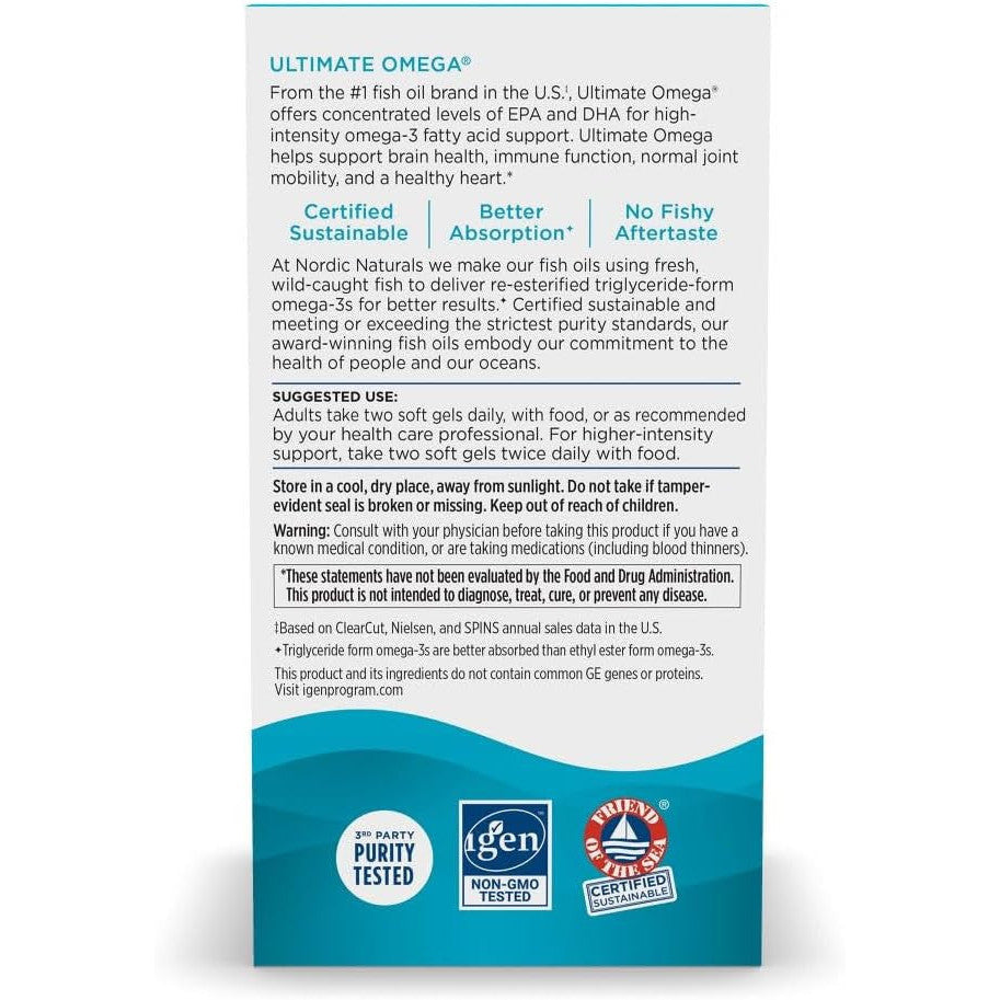 Nordic Naturals Ultimate Omega Fish Oil Supplement 1280 mg Lemon 90 Soft Gels