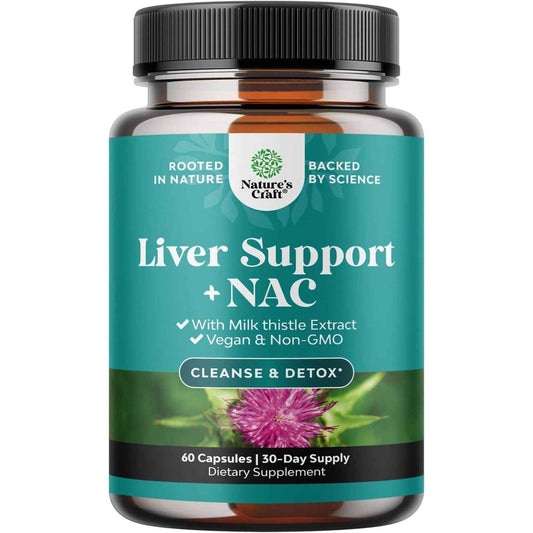 Natures Craft NAC Milk Thistle Liver Support Detox Formula Capsules