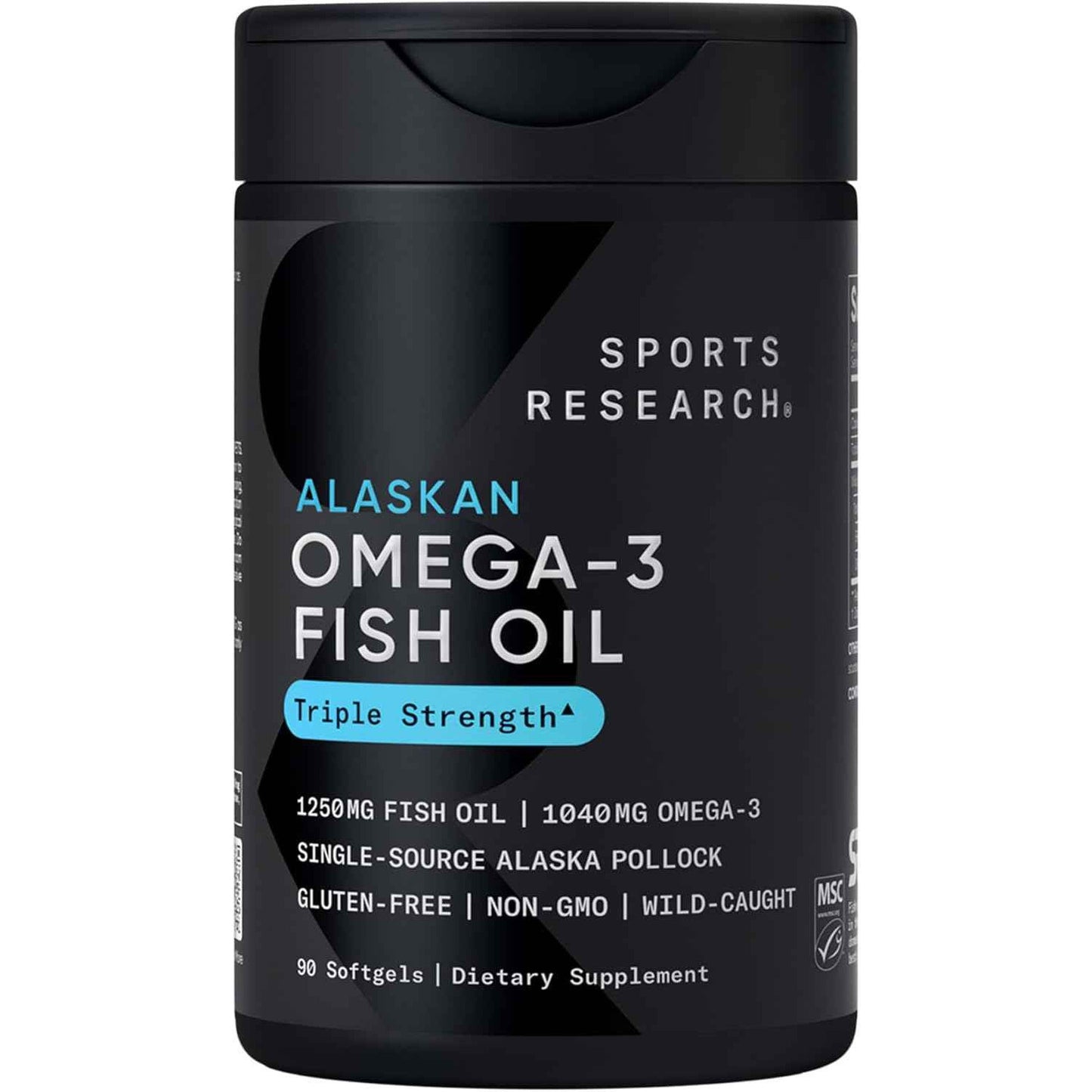 Sports Research Omega-3 Fish Oil 1250 Triple Strength Fish Oil Supplement
