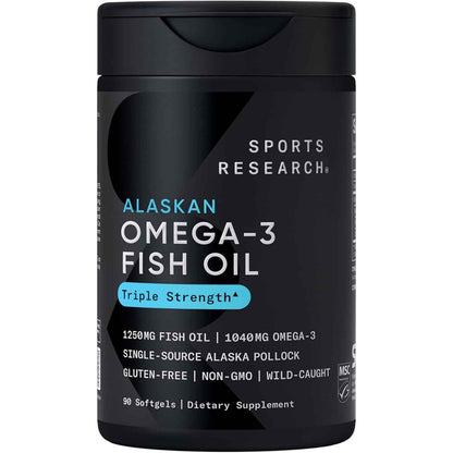 Sports Research Omega-3 Fish Oil 1250 Triple Strength Fish Oil Supplement