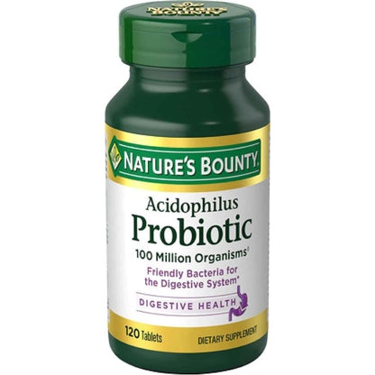 Nature's Bounty Lactobacillus Acidophilus Probiotic Supplement 100 Million Organisms
