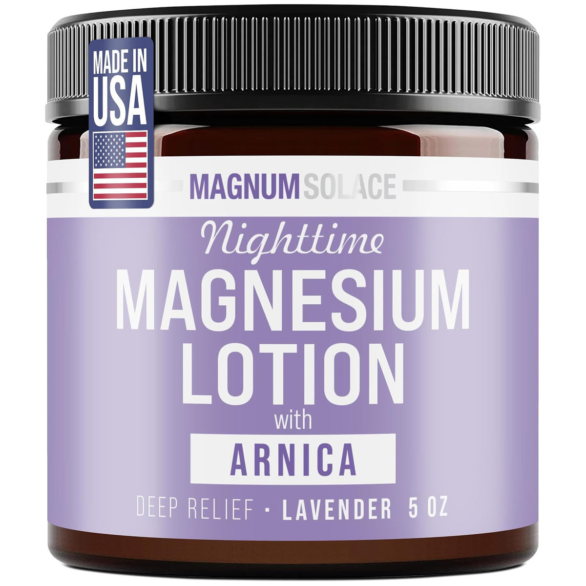 Magnum Solace Nighttime Magnesium Lotion with Arnica for Muscles Joints Skin-Friendly