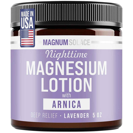 Magnum Solace Nighttime Magnesium Lotion with Arnica Muscle & Joint Support for Restful Sleep