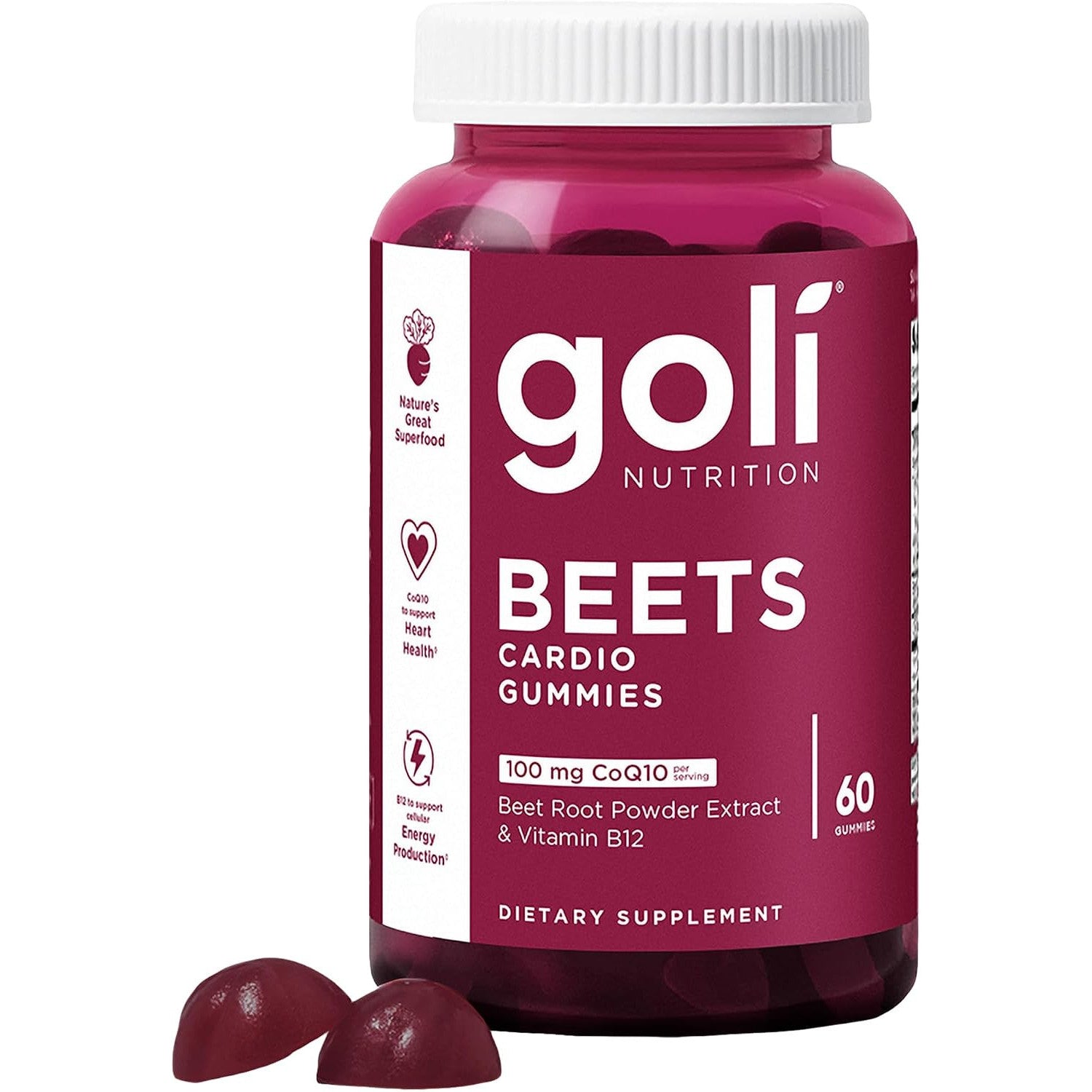 Goli Beets Cardio 100 mg CoQ10 Dietary Supplement Gummies