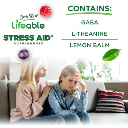 Lifeable Stress Aid Teens Mood Support Berry Gummies 90 Count