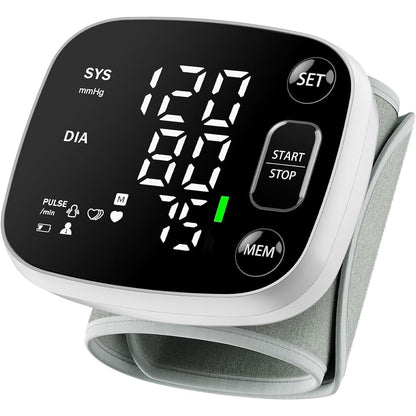 Oklar Wrist Blood Pressure Monitor FDA Cleared Rechargeable with Adjustable Cuff 4.92-8.46 Inches 240 Reading Memory 2 Users Voice Broadcast Storage Case