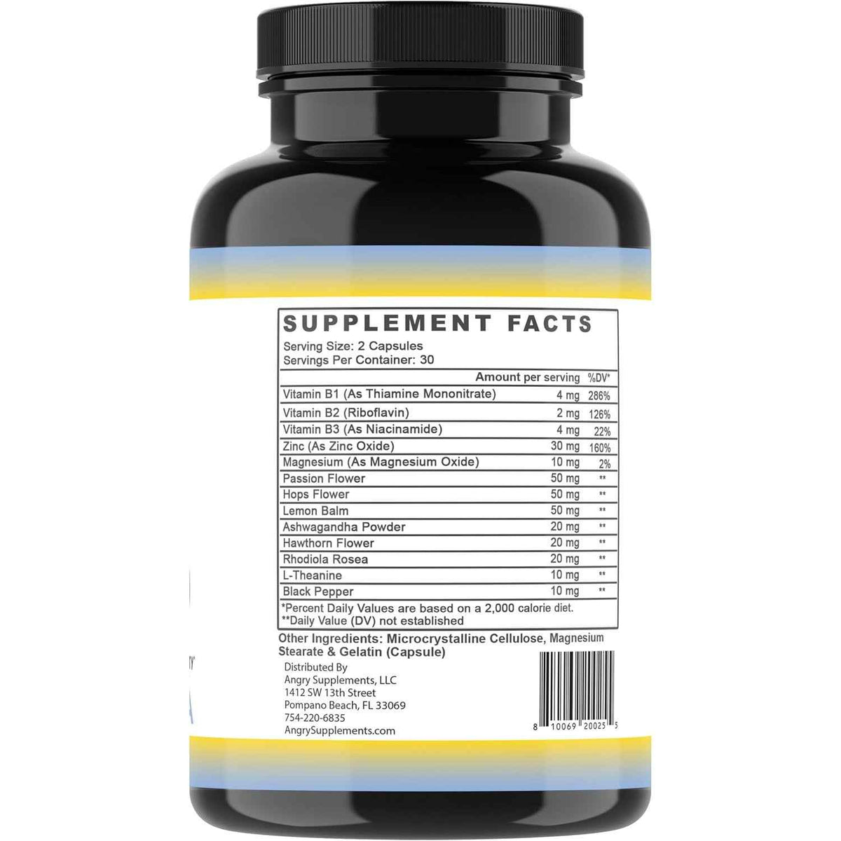 Angry Supplements Stress Less Day-Time Mood Support Capsules 60 Count