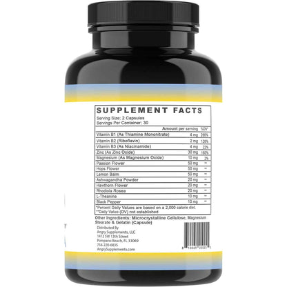 Angry Supplements Stress Less Day-Time Mood Support Capsules 60 Count