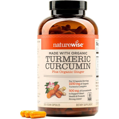 NatureWise Curcumin Turmeric 2250mg 95% Curcuminoids BioPerine 180 Count