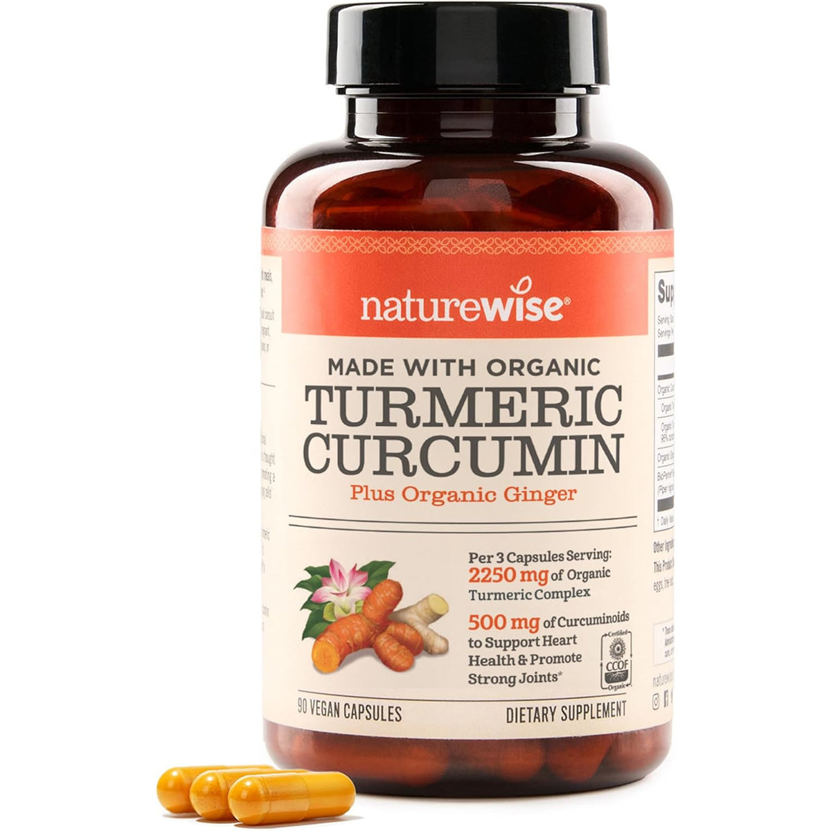NatureWise Curcumin Turmeric 2250mg 95% Curcuminoids BioPerine 180 Count