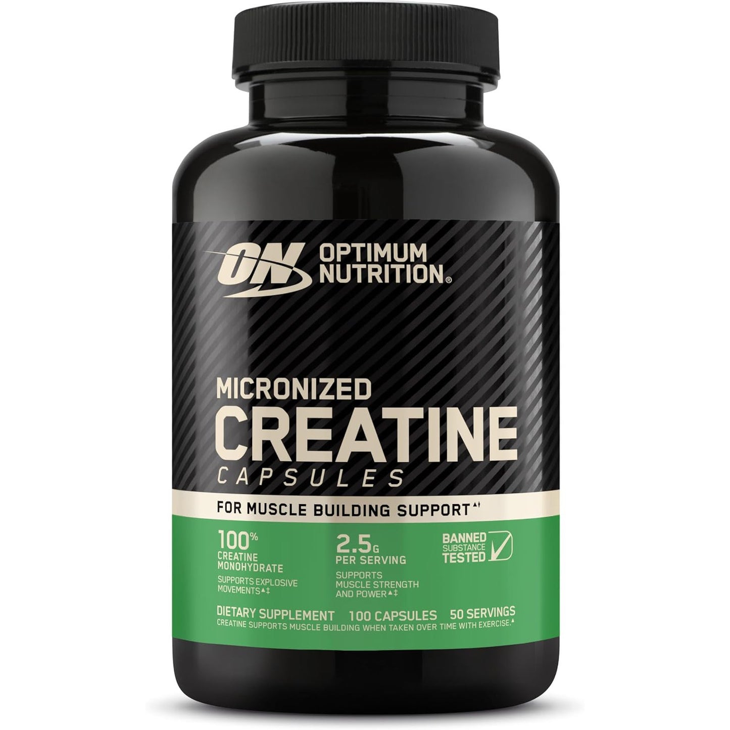Optimum Nutrition Micronized Creatine Monohydrate Capsules 2.5g Per Serving 50 Servings