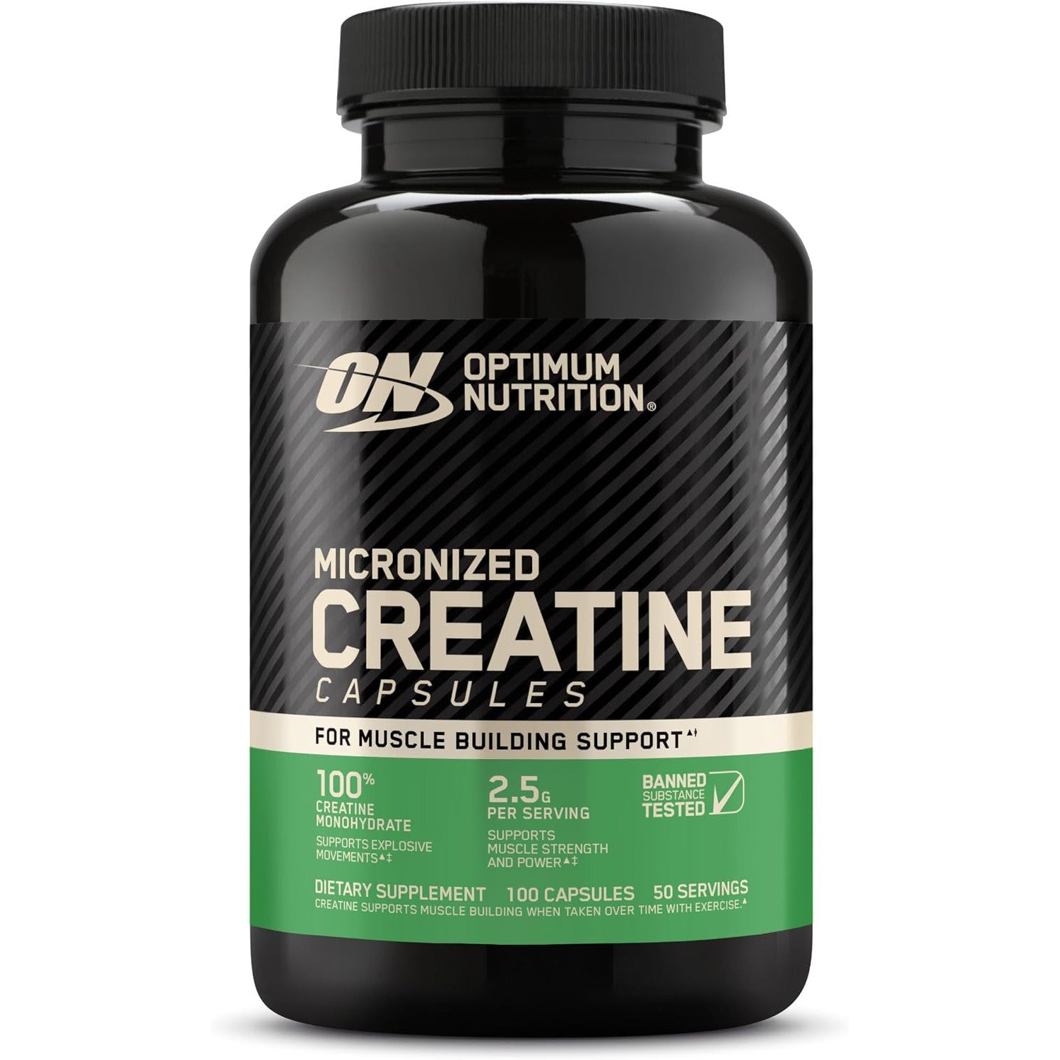 Optimum Nutrition Micronized Creatine Monohydrate Capsules 2.5g Per Serving 50 Servings