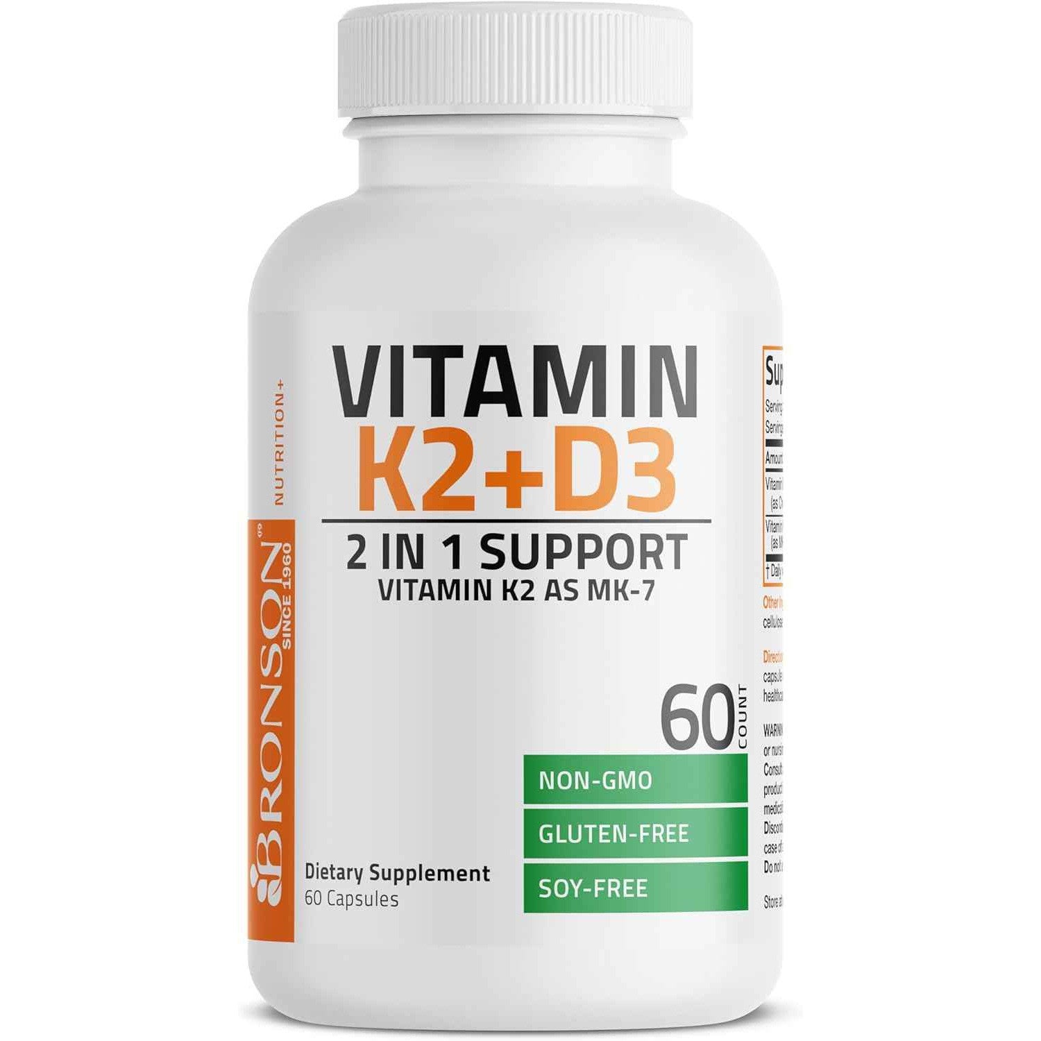 Bronson Vitamin K2 D3 (MK7) Supplement 5000IU 90mcg Capsules