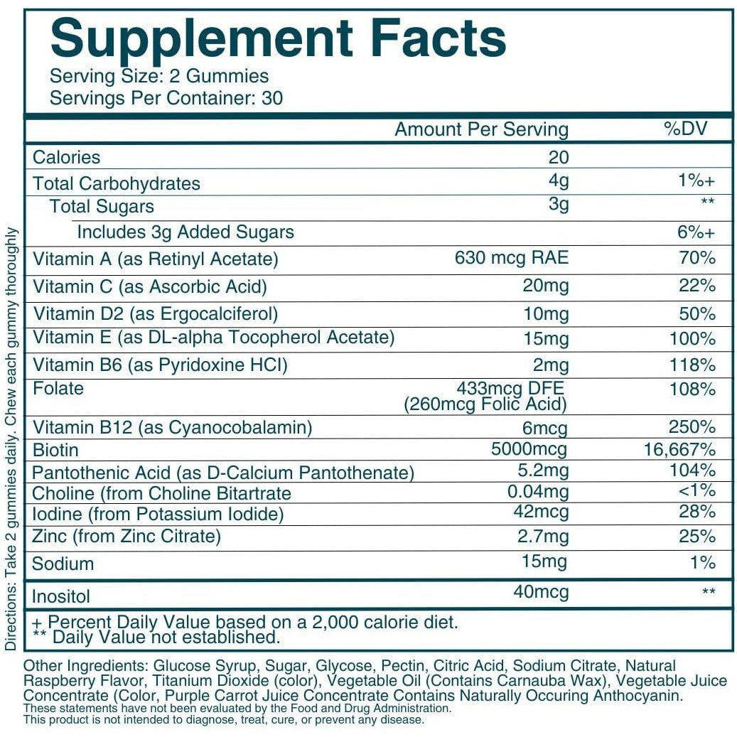 WEEM Hair Skin and Nails Gummies Vegan Biotin Supplement 60 Count