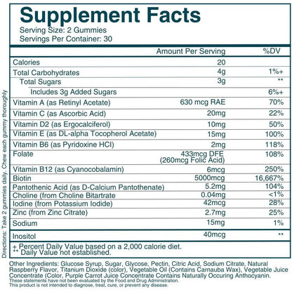WEEM Hair Skin and Nails Gummies Vegan Biotin Supplement 60 Count