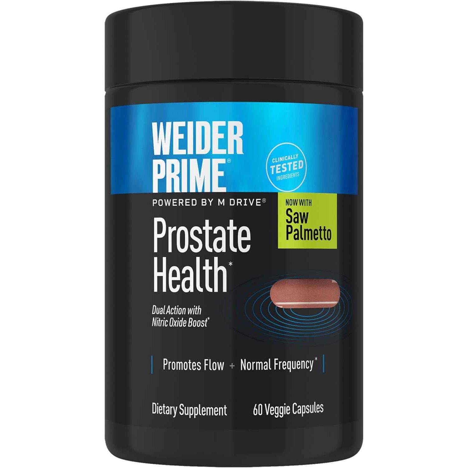 Weider Prime Prostate Health Dual Action Nitric Oxide Boost Men's Wellness 60 Capsules