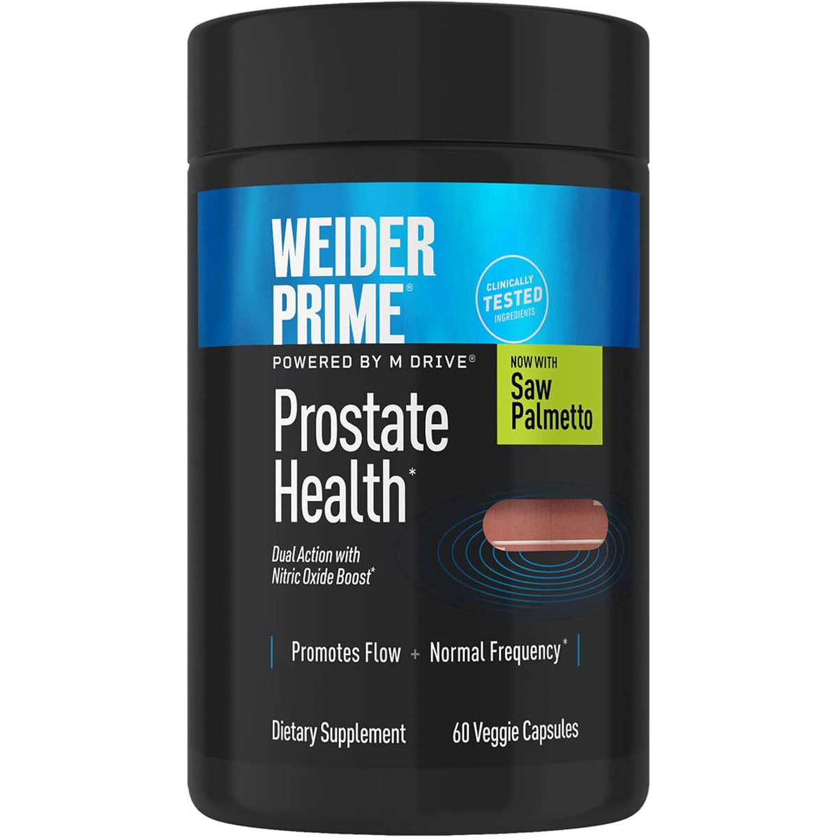 Weider Prime Prostate Health Dual Action Nitric Oxide Boost Men's Wellness 60 Capsules