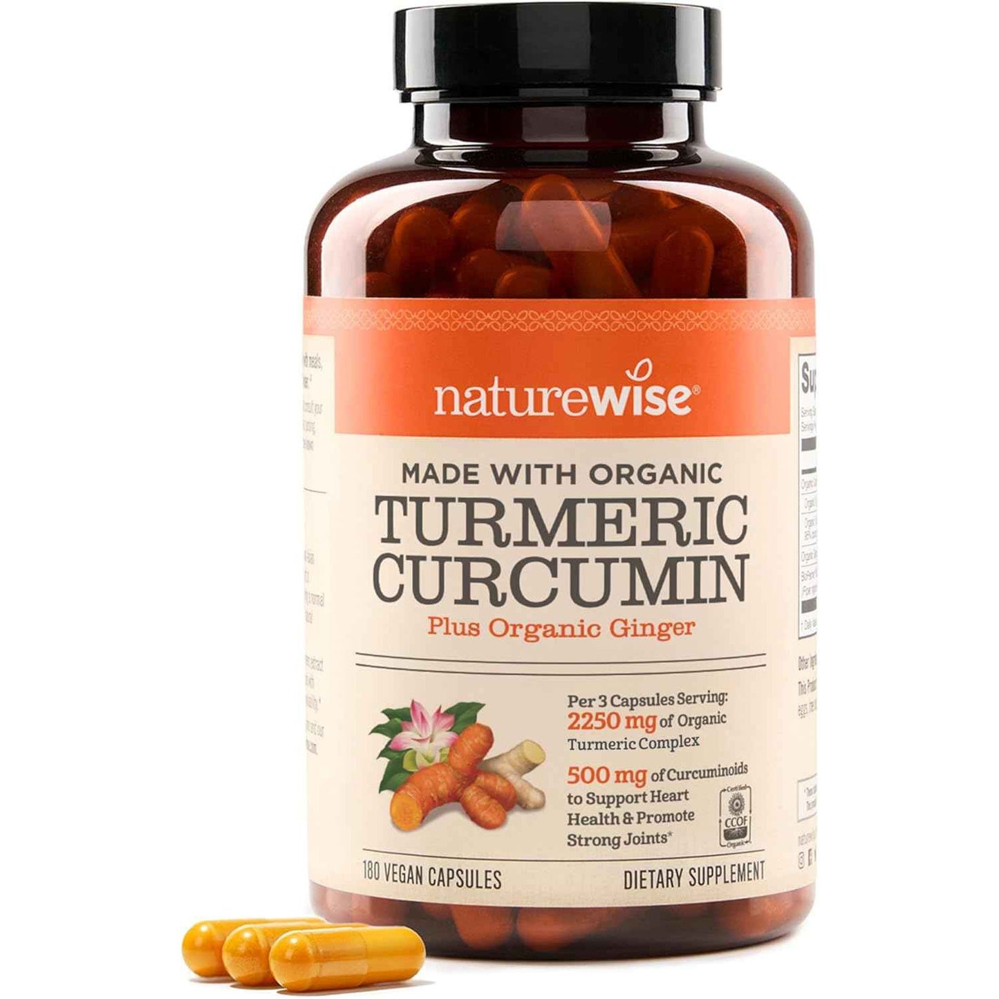 NatureWise Curcumin Turmeric 2250mg 95% Curcuminoids BioPerine 180 Count