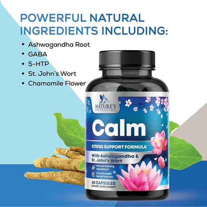 Nature's Nutrition Ashwagandha GABA Stress Mood Support Capsules