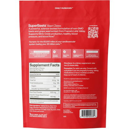 HumanN SuperBeets Heart Chews Grape Seed Extract & Non-GMO Supplement