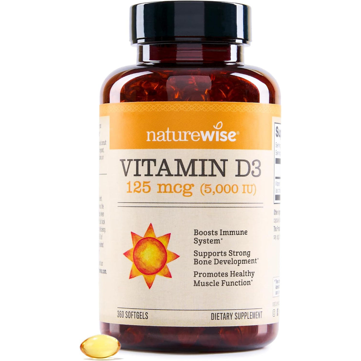NatureWise Vitamin D3 5000IU Dietary Supplement Softgels