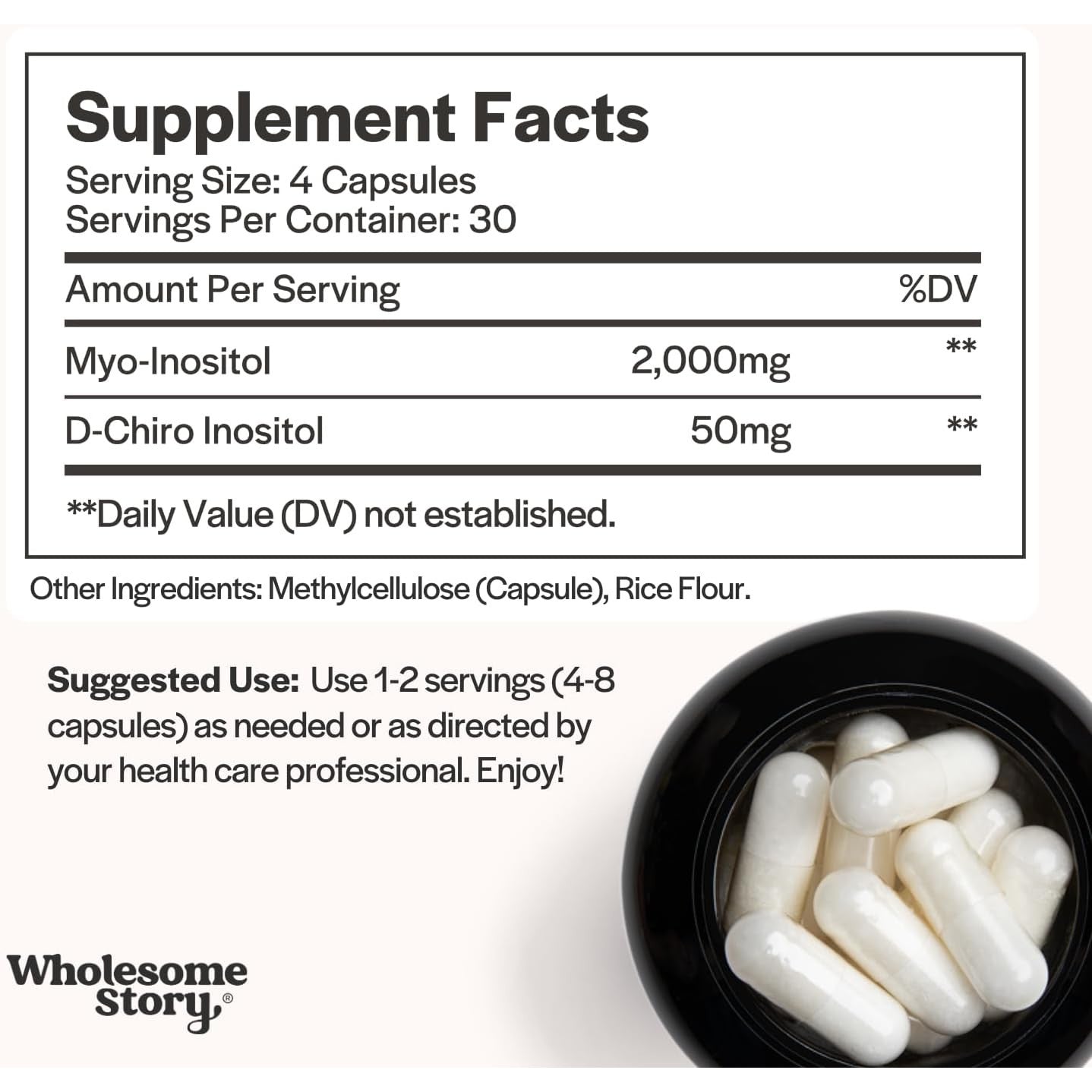 Wholesome Story Myo and D-Chiro Inositol Supplement 40:1 Ratio