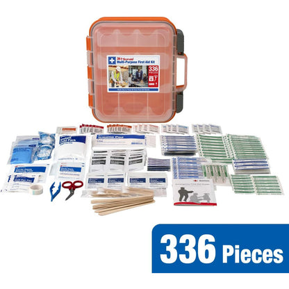24/7 First Aid OSHA Compliant All-Purpose 100-Person Emergency Kit 336 Pieces Plastic Case with Easy-Slide Latches for Business Home Car