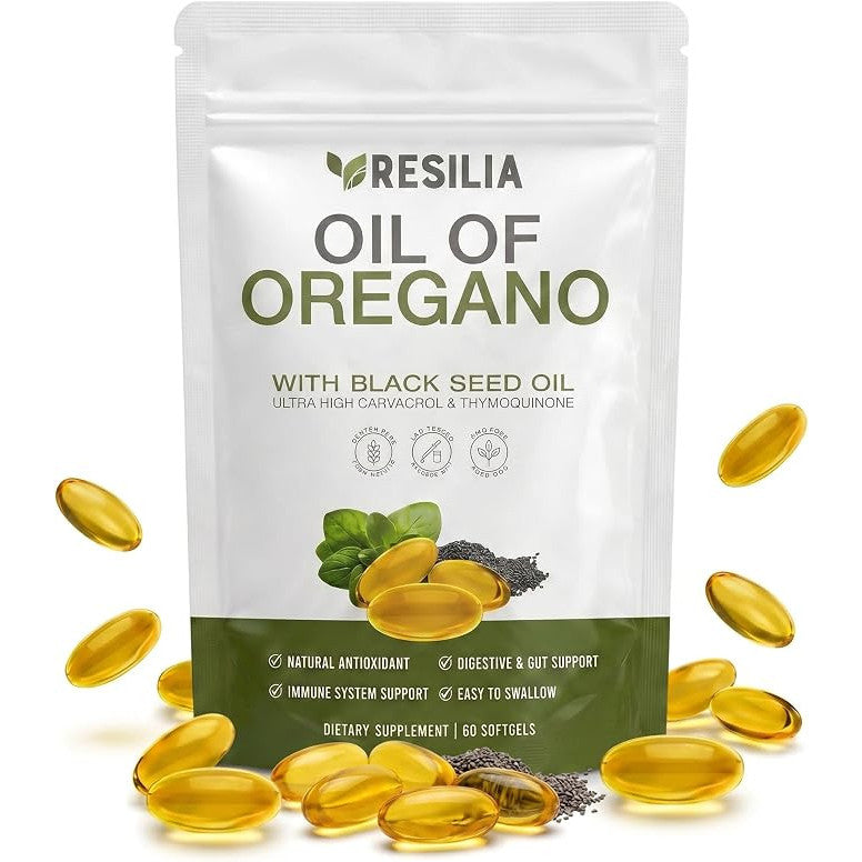 Resilia Black Seed Oregano Oil Softgels Digestive Support 60 Count