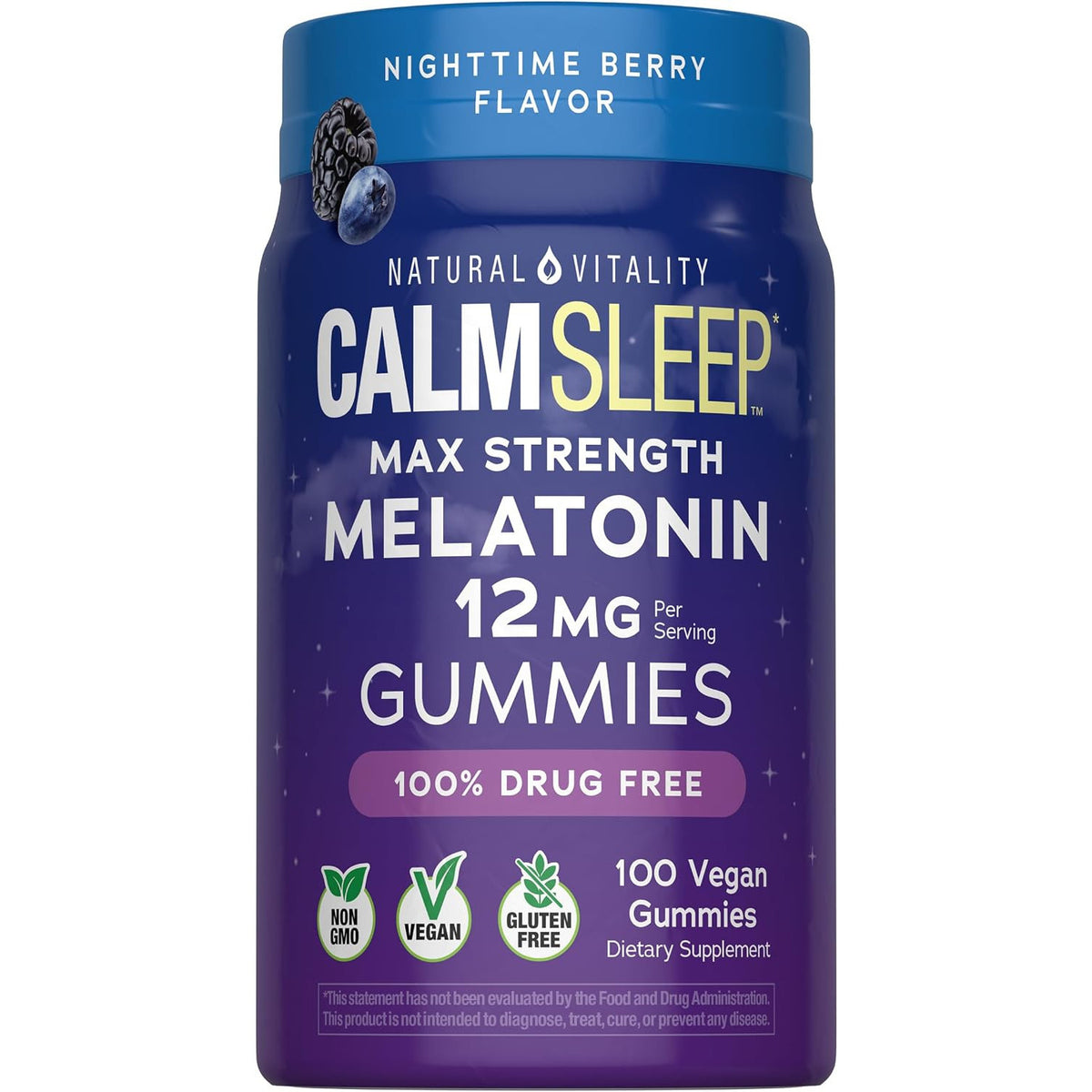 Natural Vitality Calm Sleep Ashwagandha Melatonin Stress Mood Support Capsules