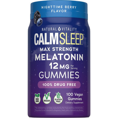 Natural Vitality Calm Sleep Ashwagandha Melatonin Stress Mood Support Capsules