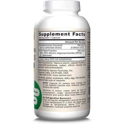 Jarrow Formulas Saccharomyces Boulardii + MOS Dietary Supplement Veggie Caps