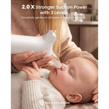 GROWNSY SniffEase 3-in-1 Baby Nasal Aspirator Spray Suction Mist Hospital-Grade Nose Suction Soothing Light Music Large Chamber Easy Clean Grey