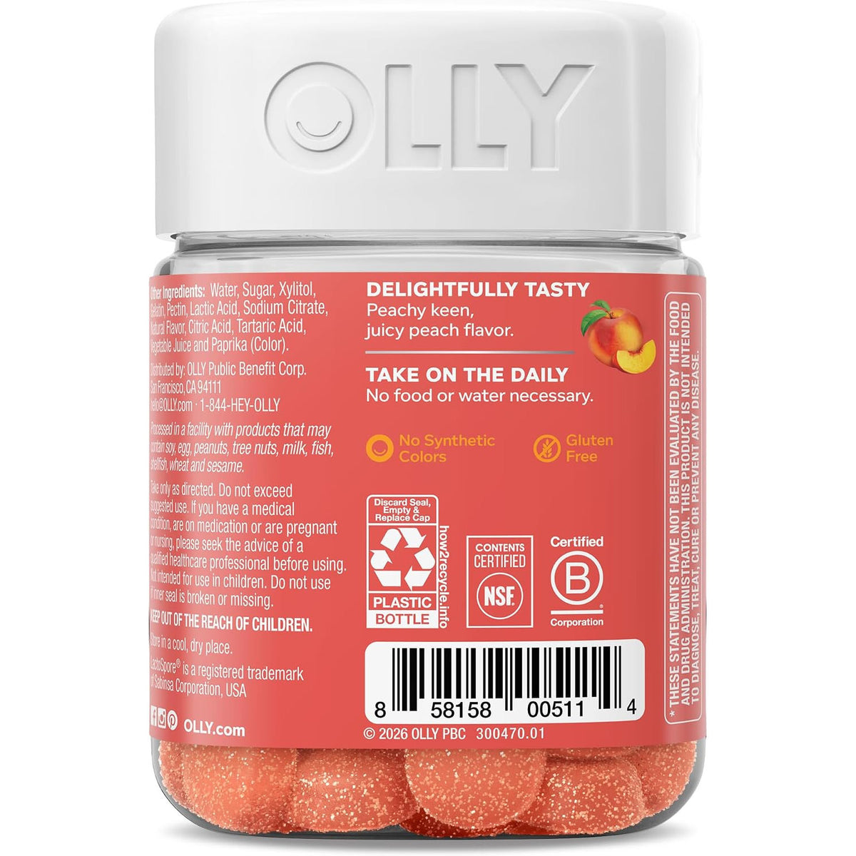 OLLY Probiotic Prebiotic Dietary Supplement Gummies