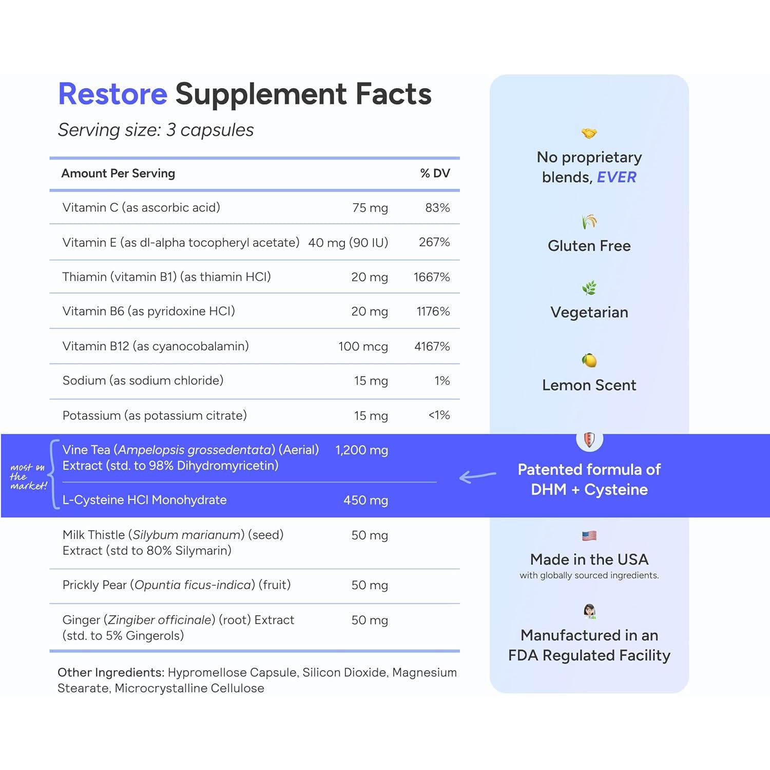 Cheers Restore Supplement DHM L-Cysteine 12 Doses