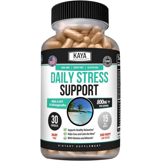 Kaya Naturals Ashwagandha GABA Daily Stress Mood Support Capsules