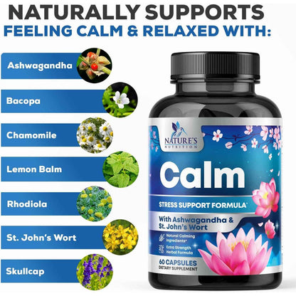 Nature's Nutrition Ashwagandha GABA Stress Mood Support Capsules