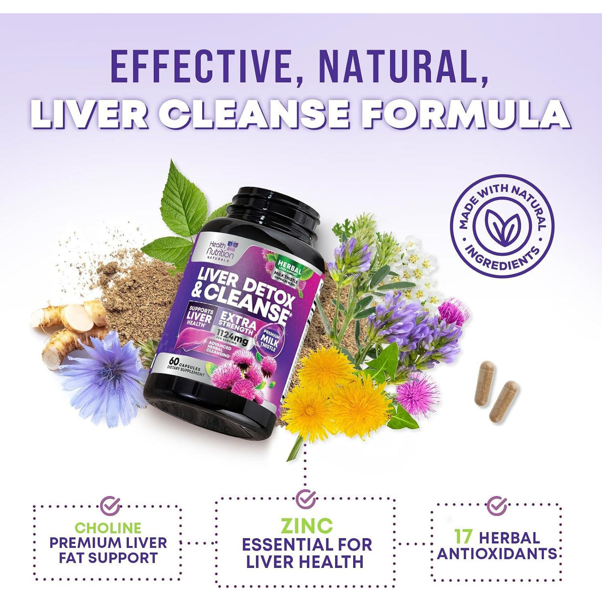 Health Nutrition Naturals Milk Thistle Liver Detox Support Capsules