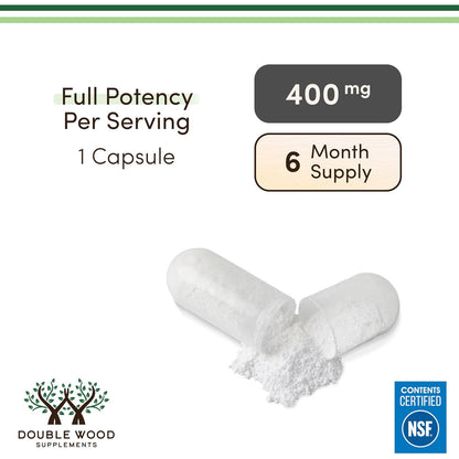 Double Wood Supplements Magnesium Glycinate 400mg Capsules 180 Count