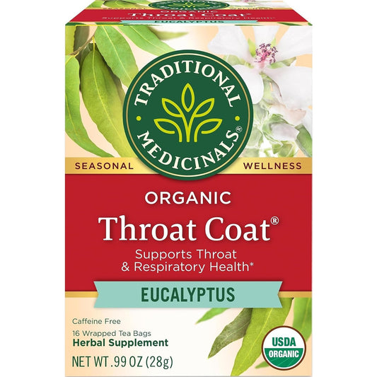 Traditional Medicinals Throat Coat Eucalyptus Respiratory Support Herbal Tea Bags