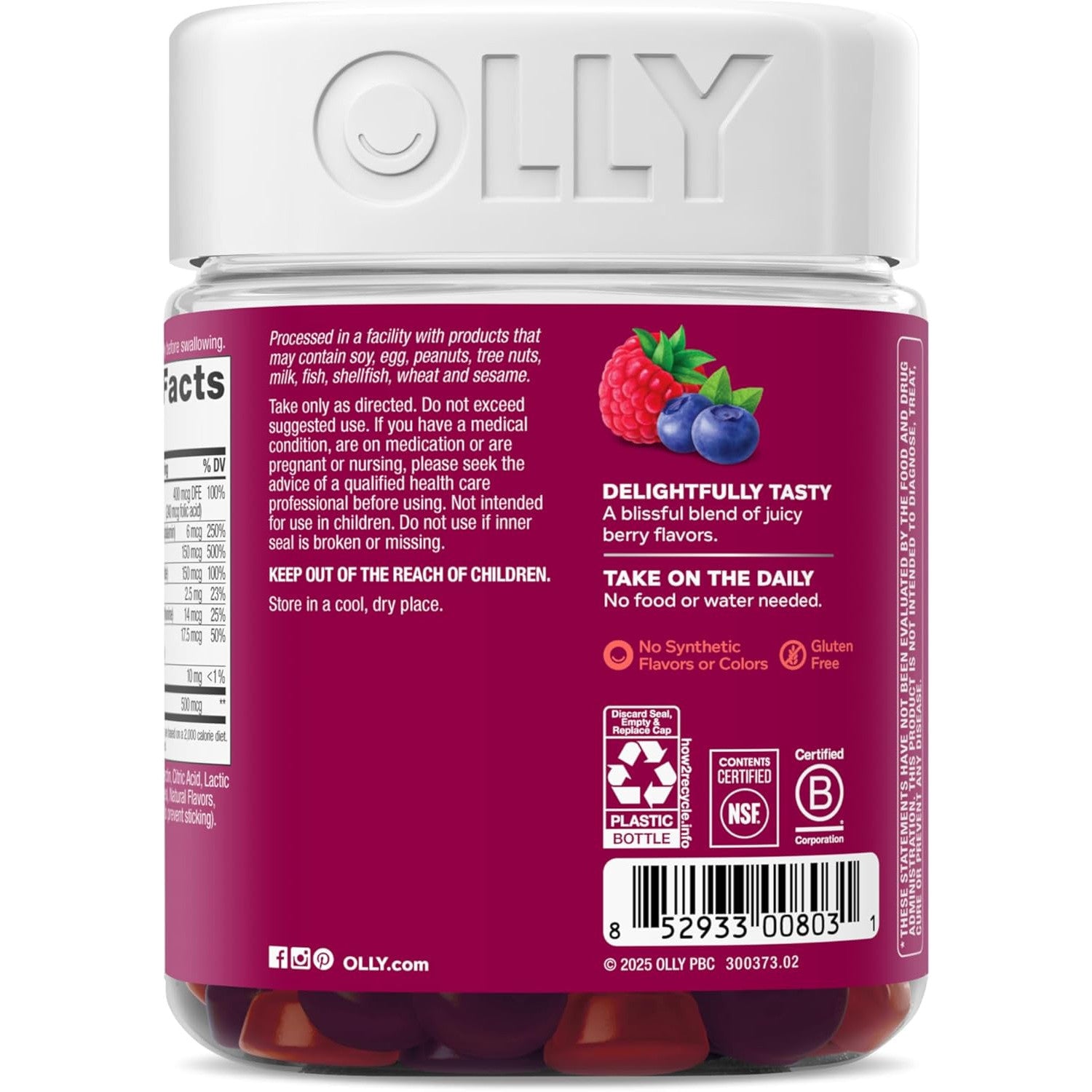 OLLY Women's Multivitamin Gummy Overall Wellness Berry Flavored