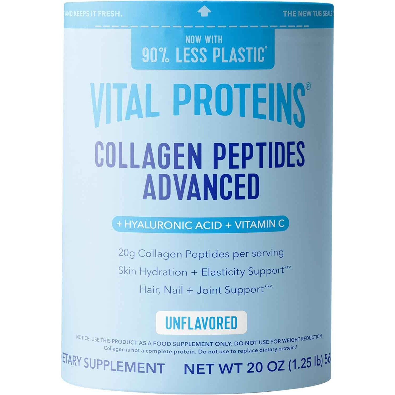 Vital Proteins Advanced Collagen Peptides Powder Unflavored with Hyaluronic Acid & Vitamin C 20oz