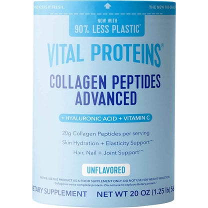 Vital Proteins Advanced Collagen Peptides Powder Unflavored with Hyaluronic Acid & Vitamin C 20oz