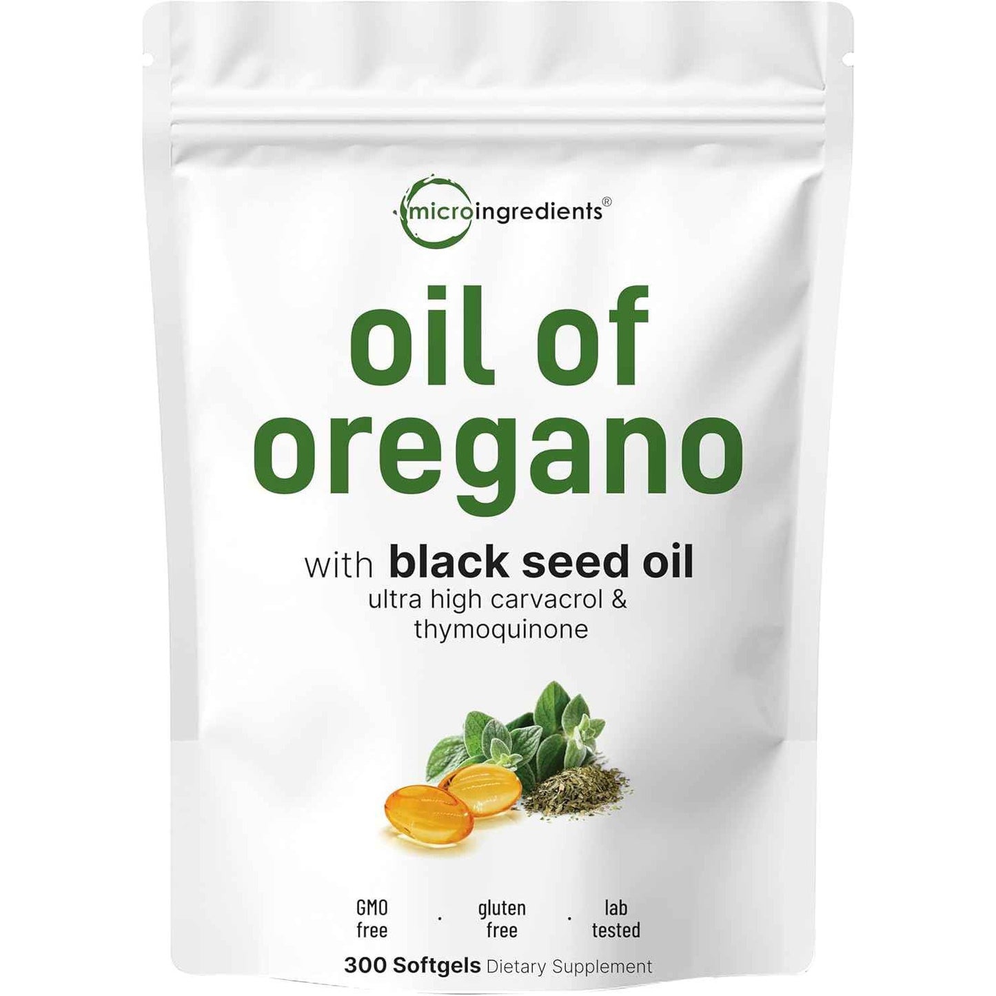 Micro Ingredients Oregano and Black Seed Oil Softgels 4X Strength