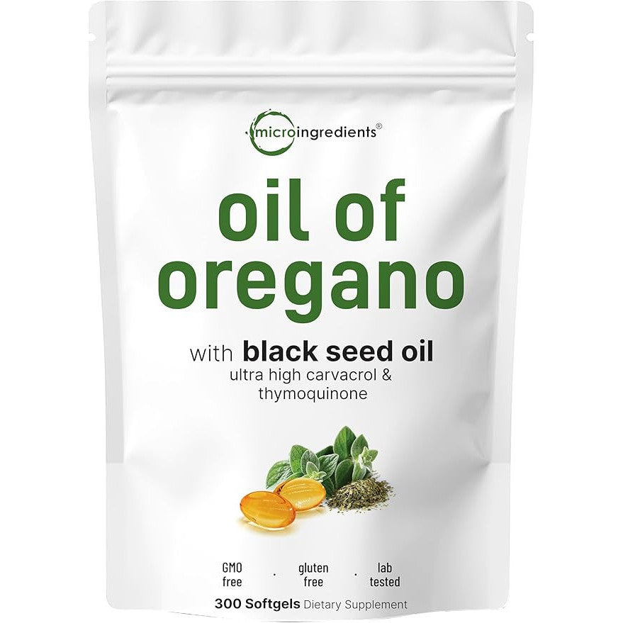 Micro Ingredients Oregano and Black Seed Oil Softgels 4X Strength