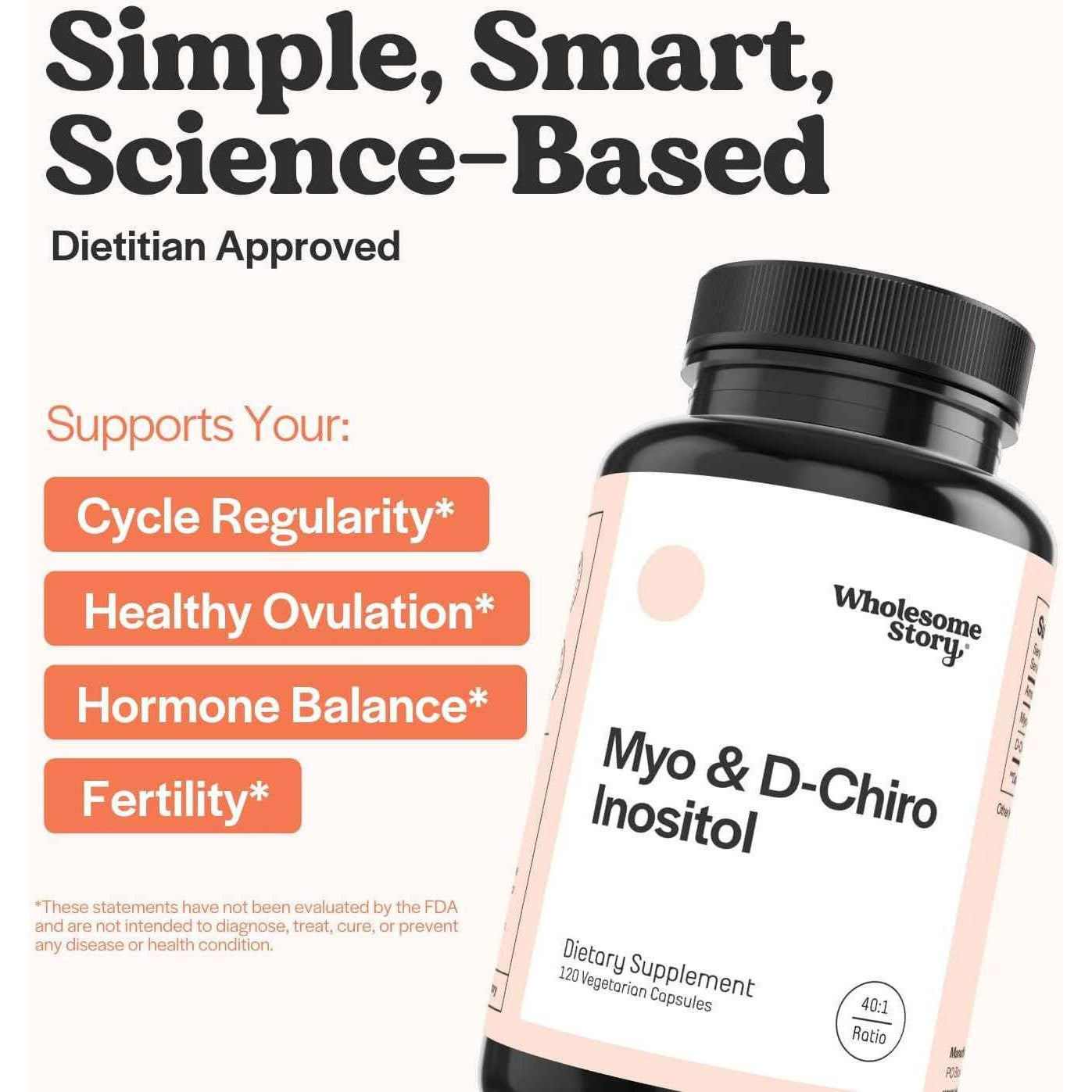 Wholesome Story Myo and D-Chiro Inositol Supplement 40:1 Ratio