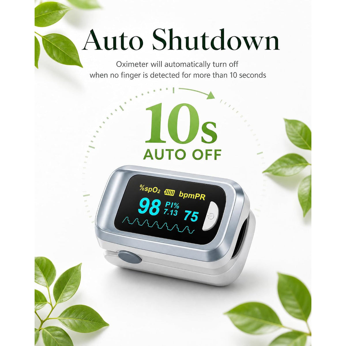 Healthtree JKS50B Fingertip Pulse Oximeter Blood Oxygen Saturation Monitor Heart Rate Fast SpO2 Reading OLED Screen with Lanyard and Batteries