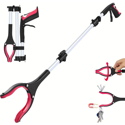 Grabber Reacher Tool 32 in Extra Long Foldable Gripper Heavy Duty Pick Up Stick for Seniors Trash Surgery Recovery Blue