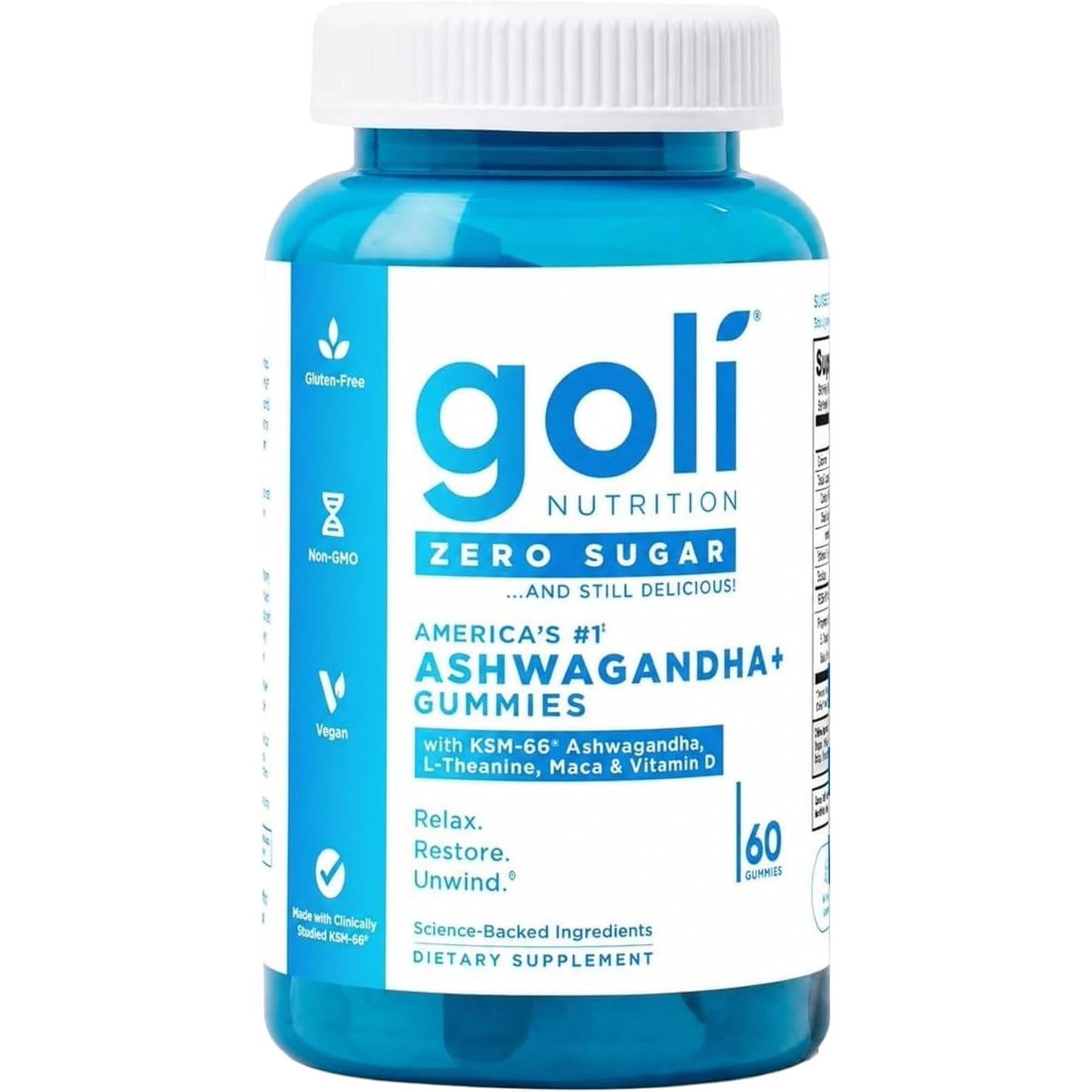 Goli Zero Sugar Ashwagandha Vitamin D Dietary Supplement Gummies