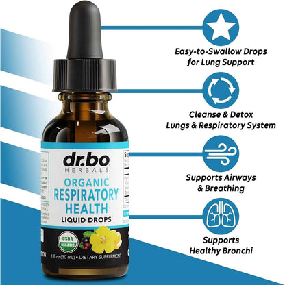 DR. BO Organic Mullein Drops Lung Detox Respiratory Support Liquid